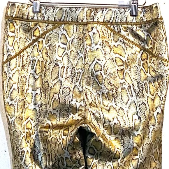 Free People, Gold Python Pull On Skinny Pants, Vegan Leather, Metallic Gold, NWT - Picture 11 of 14